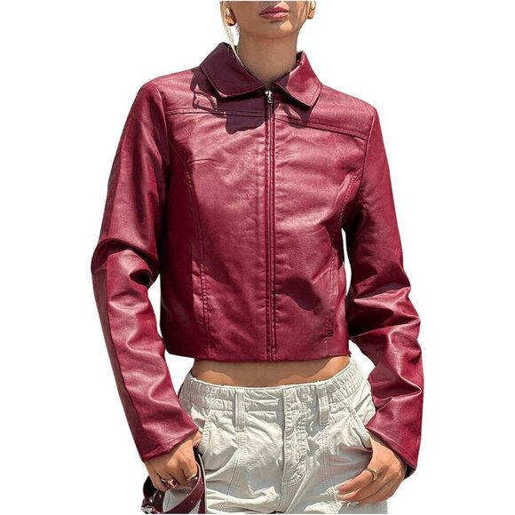 SOLY HUX Women's PU Leather Jackets Casual